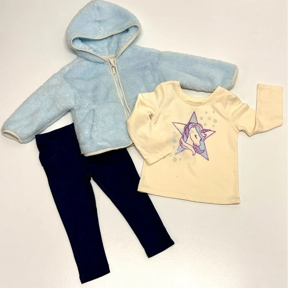 MEMBERS Mark 3 pc Cozy Plush Hooded Jacket, Long Sleeve Shirt & Leggings Pants